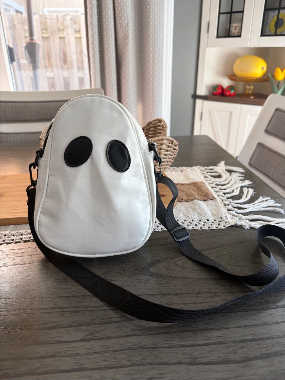 Kids White Ghost Crossbody Bag with Black Strap NWOT